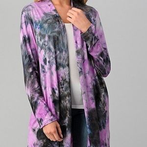NWT Crepas purple tie dye cardigan size M